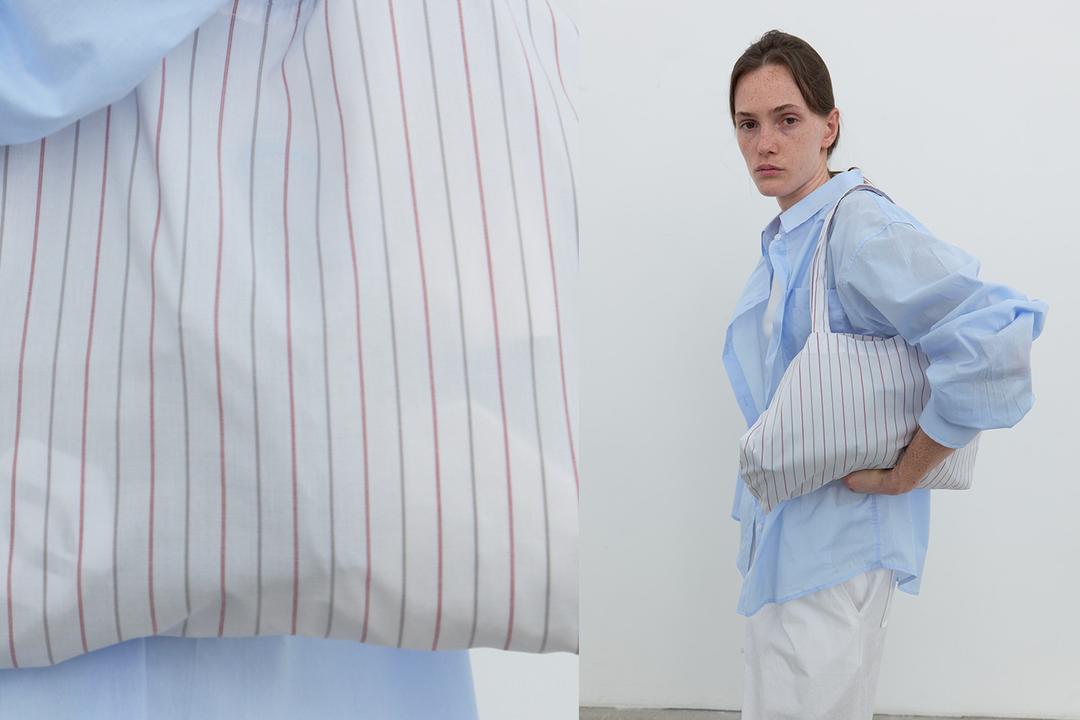 Mild stripe tote bag (white)