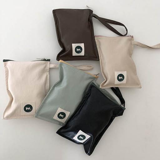 5color 소프트크랙 파우치 / 지퍼형 파우치 백인백