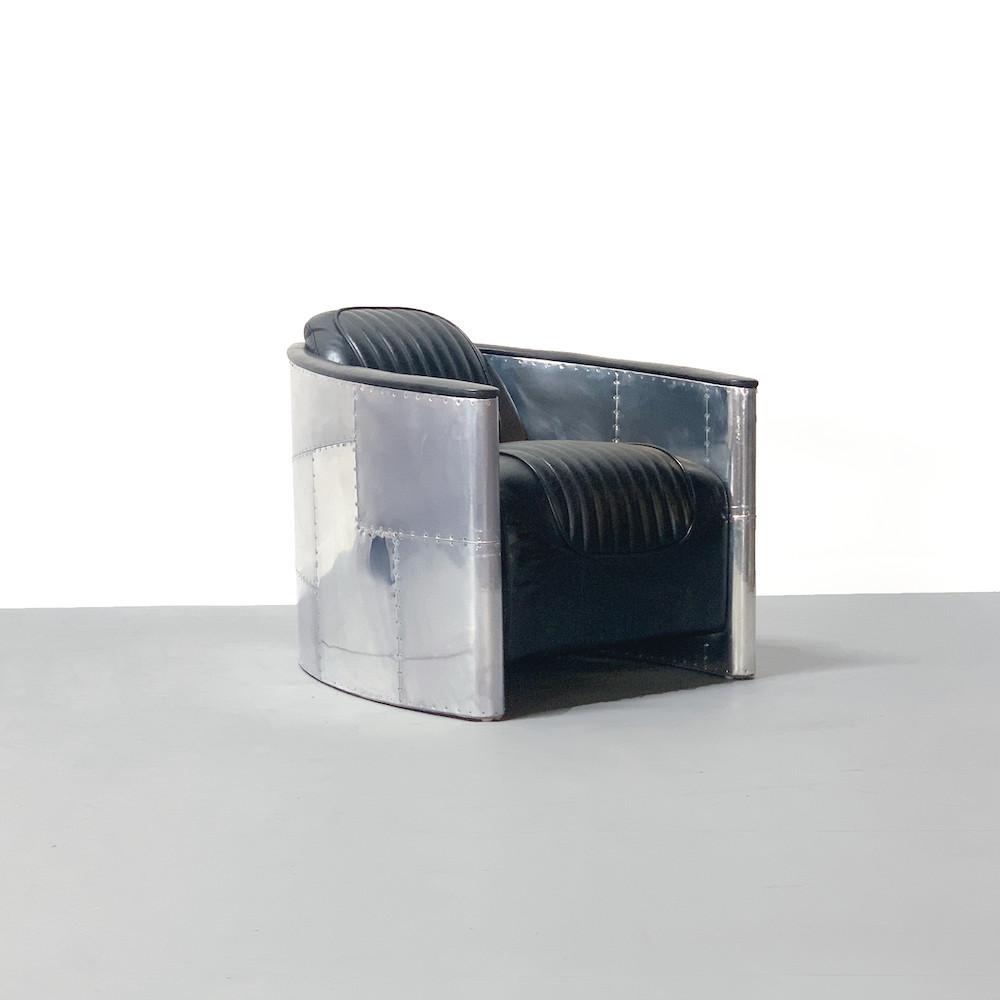 히어퍼니처 카페 인테리어 소가죽 알루미늄 1인 소파 [HFS-4-BK]