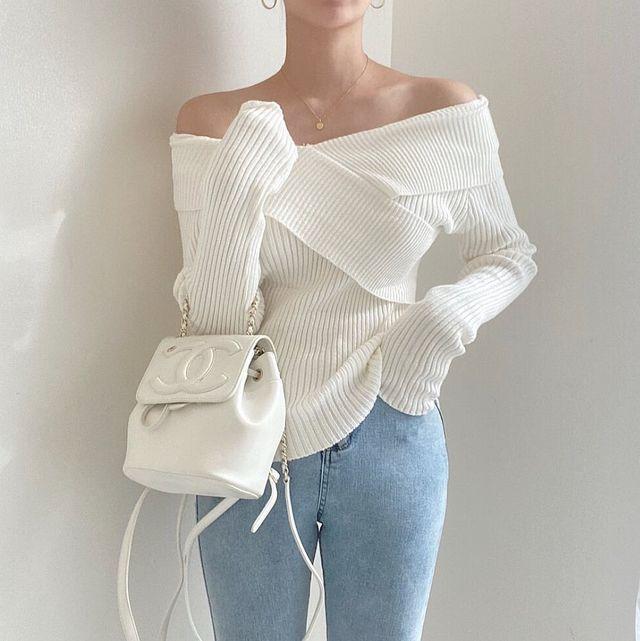 로잔 도톰 오프숄더니트 오프니트 골지니트 3col_무드글램