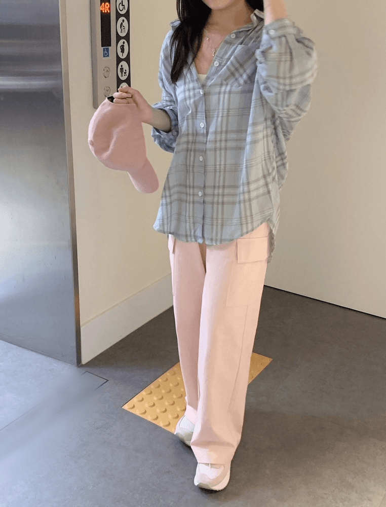 러체 [2col] Lovely hip cargo pants 연핑크 연베이지 밴딩 카고 팬츠