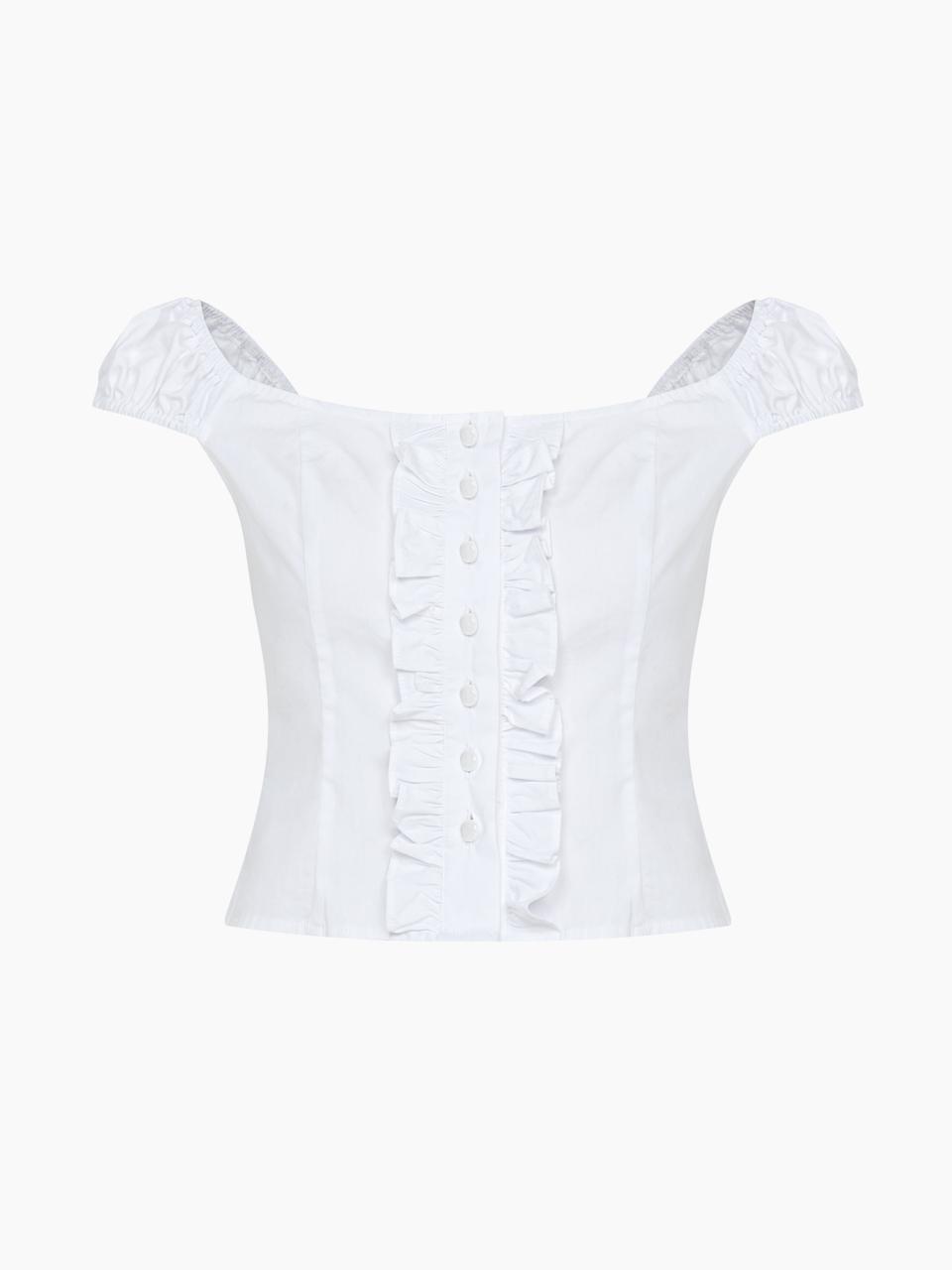 frill sleeveless blouse top - white
