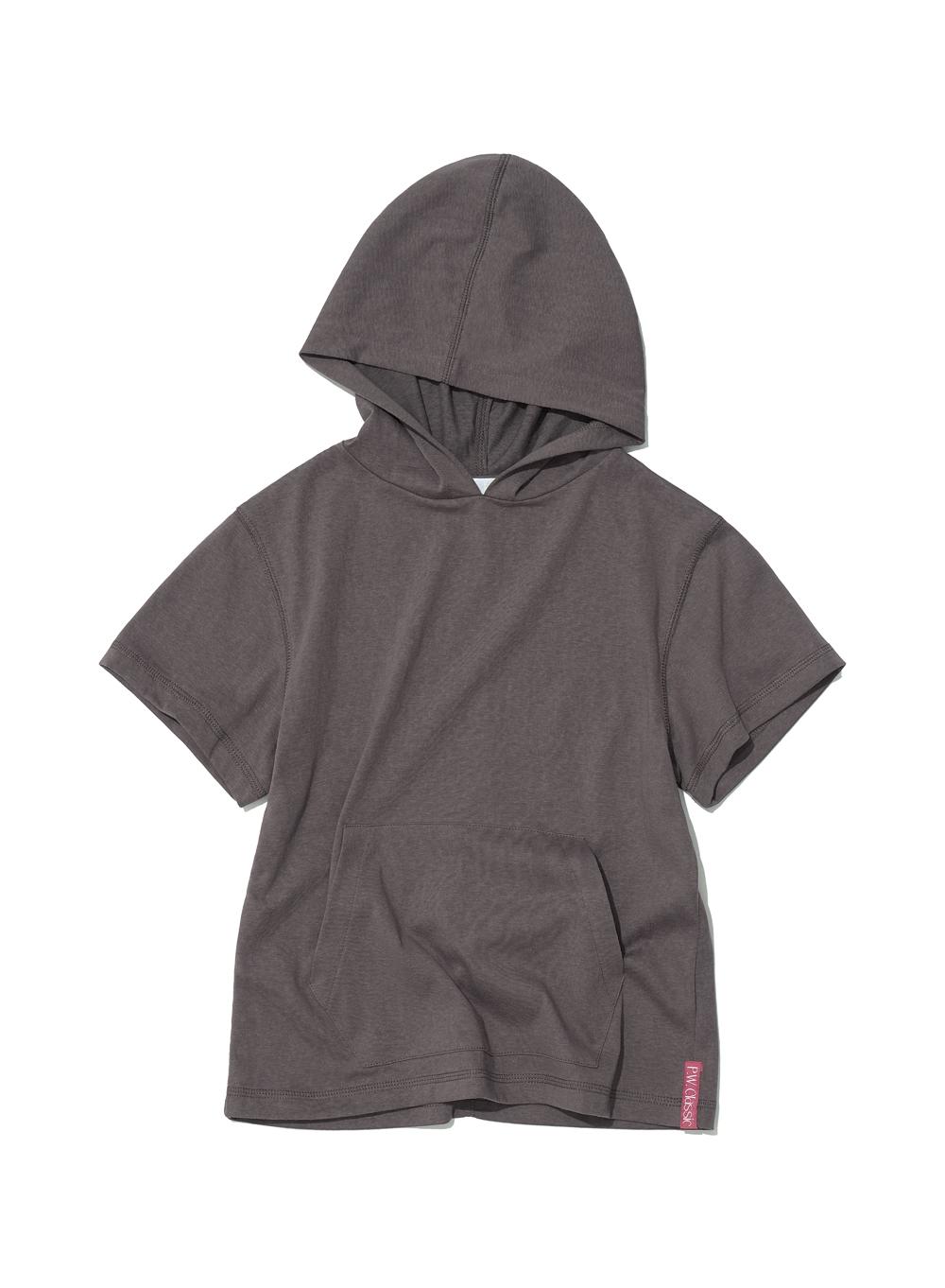 [WOMEN] PWC POCKET HOODIE SHORT SLEEVE TEE_CHARCOAL