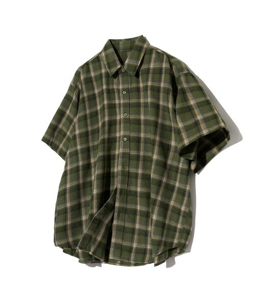 스탠다드에러(STANDARDERROR)  87-STAN067 빈티지 포레스트 오버핏 반팔 타탄 체크 셔츠 그린 - 사이즈 & 후기 | 무신사