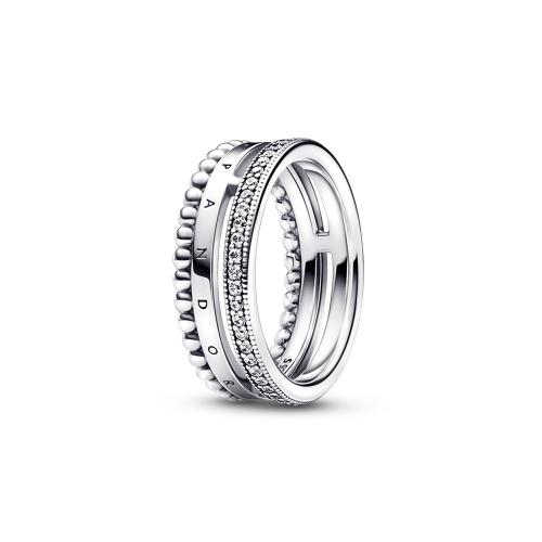 시그니처 로고 파베 & 비디드 링_192312C01