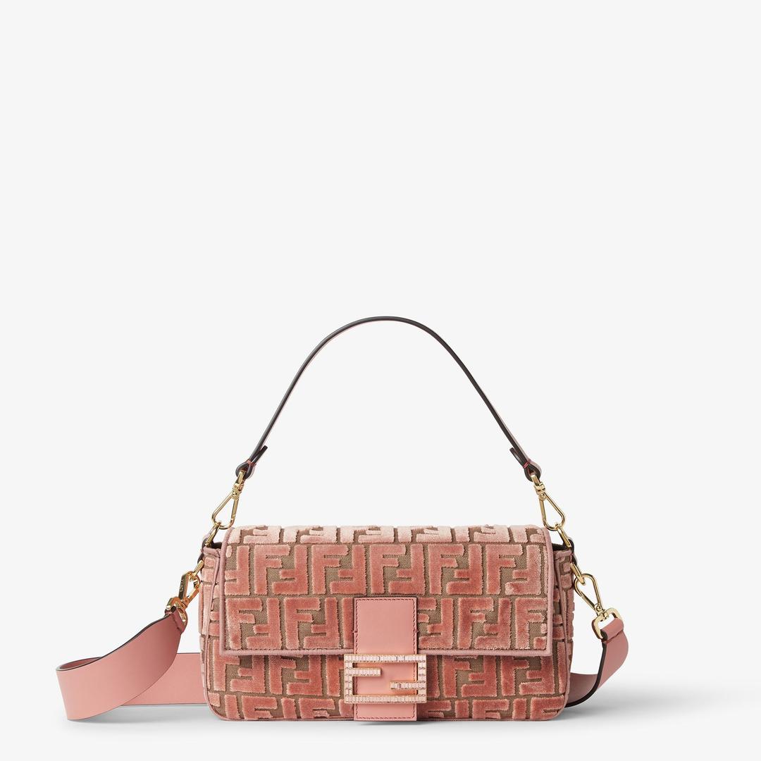 바게트핑크 FF 자카드 벨벳 백