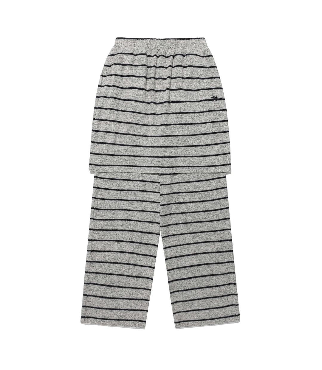 stripe layered skirt pants[grey]