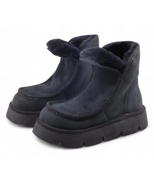 6cm 파이핑 천연양모 부츠 블랙