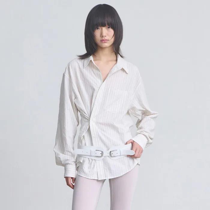 Striped Oversized Shirt _ Ivory