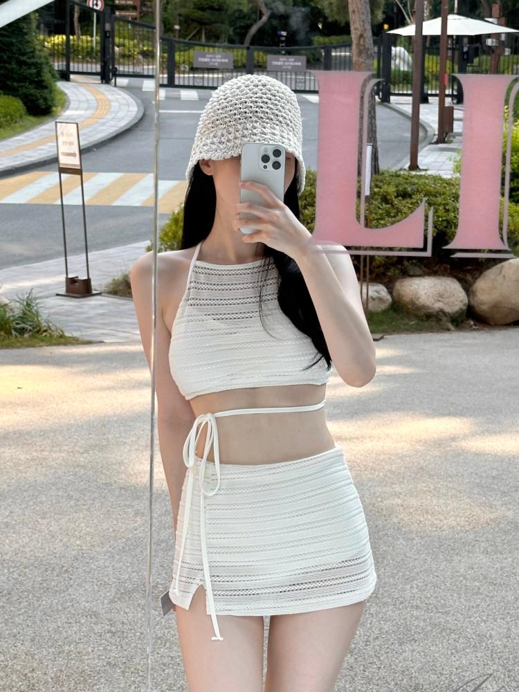 [수영복세트🤍] 하우스윗 펀칭 홀터 비키니 스윔웨어 비치웨어(2pcs)