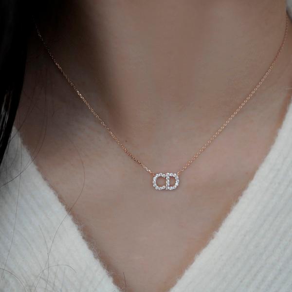 실버925 D 시그니처 올 큐빅 포인트 목걸이 SNF203