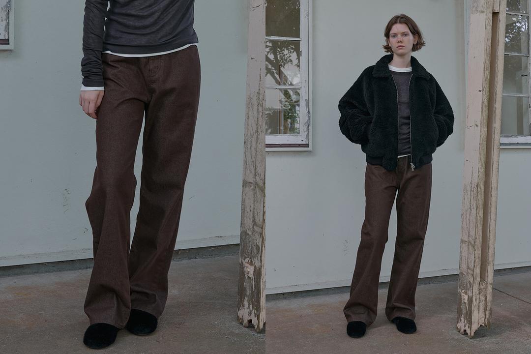 Straight denim jeans (brown)