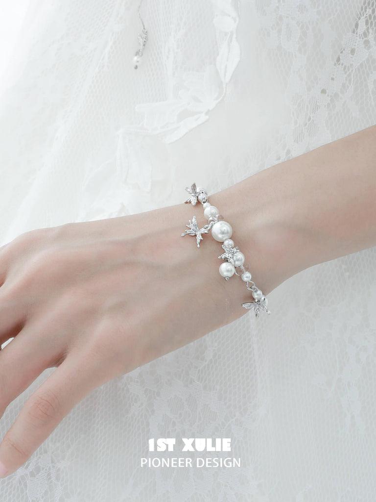 Whiterfly 18K Platinum Plated Butterfly Pearl Bracelets™