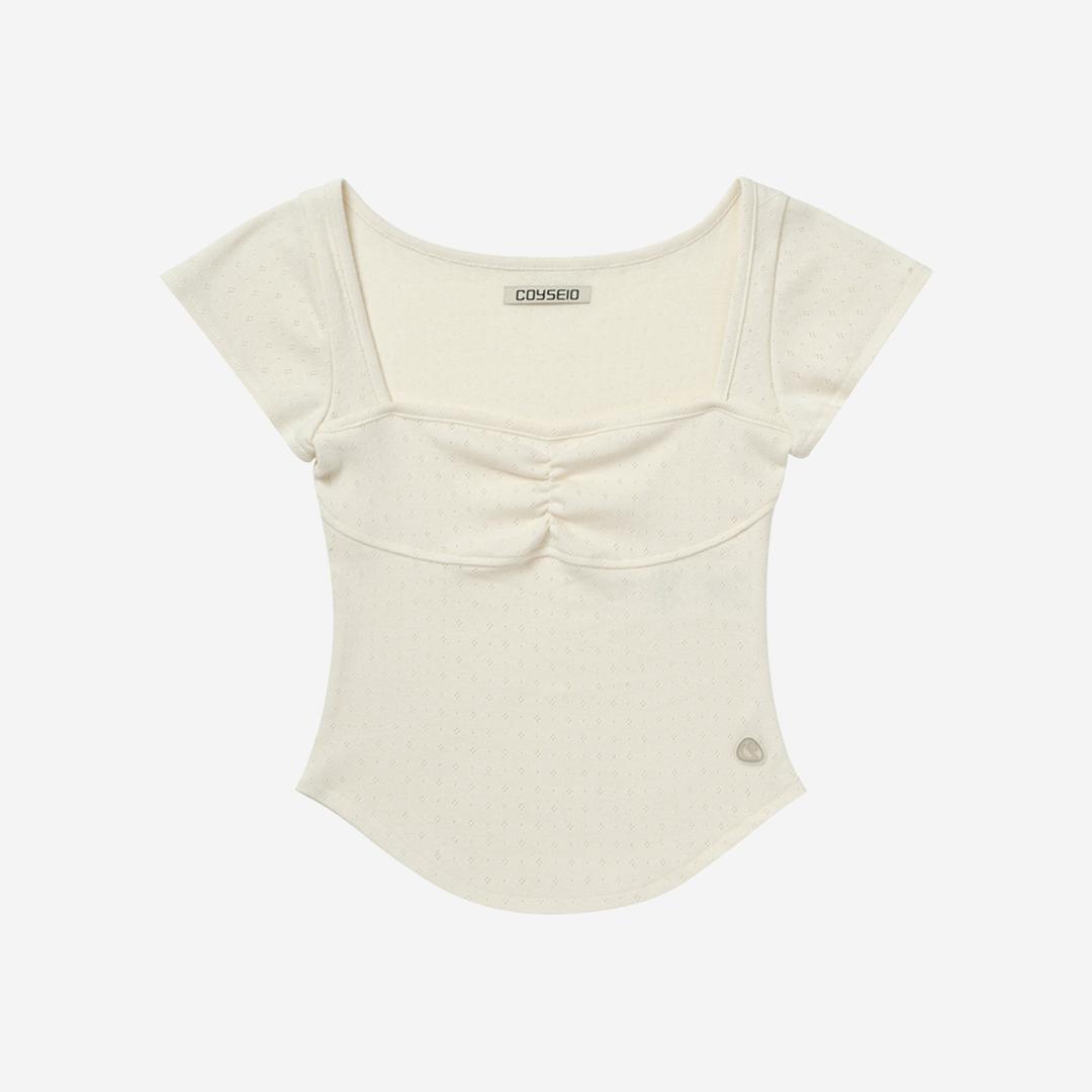 Coyseio Punching Shirring Top Cream