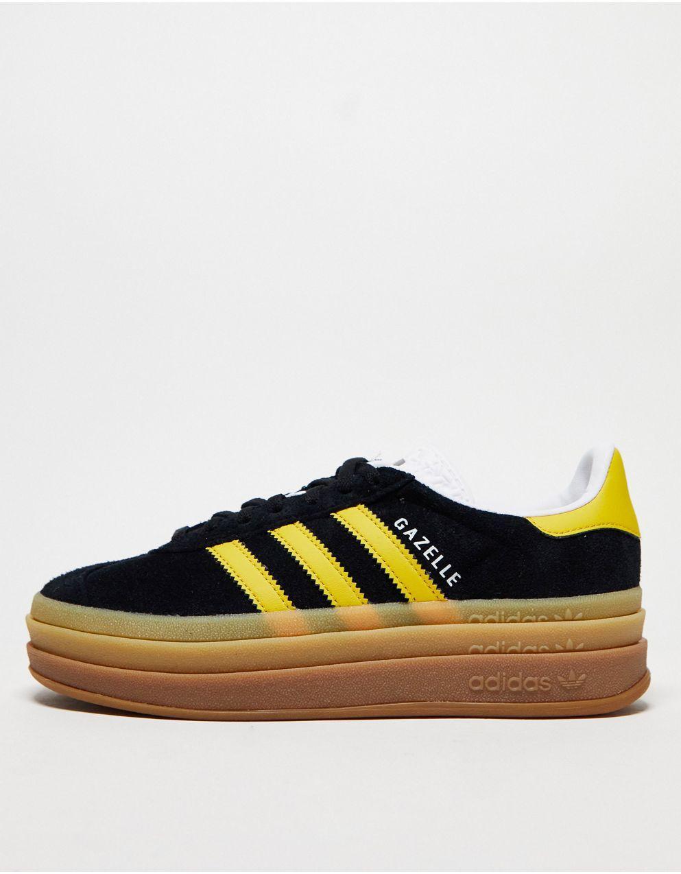 adidas Originals Gazelle Bold 플랫폼 스니커즈(블랙 & 골드)