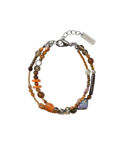 Brown Light Beads Layered Bracelet [BROWN]