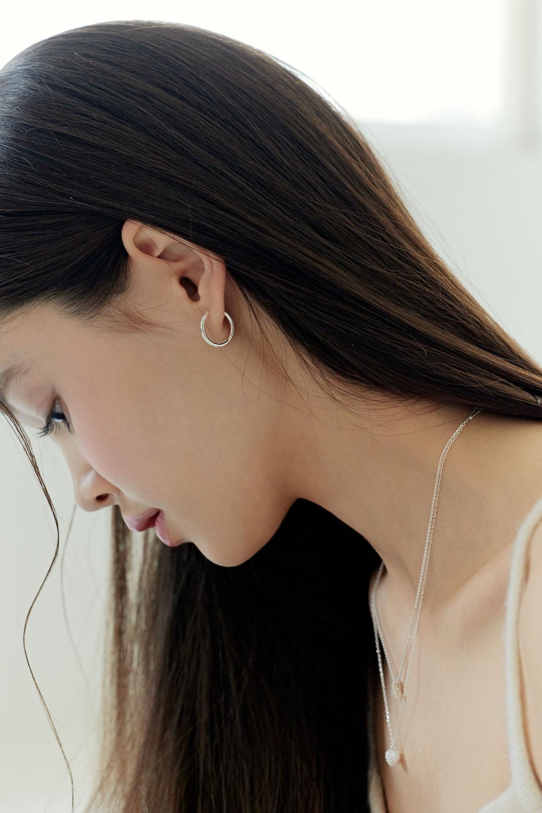 [925silver]Shine hoop earrings