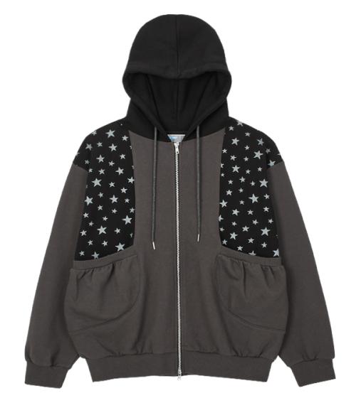 YB x Oliwa Star Print Zip-Up Hoodie_charcoal
