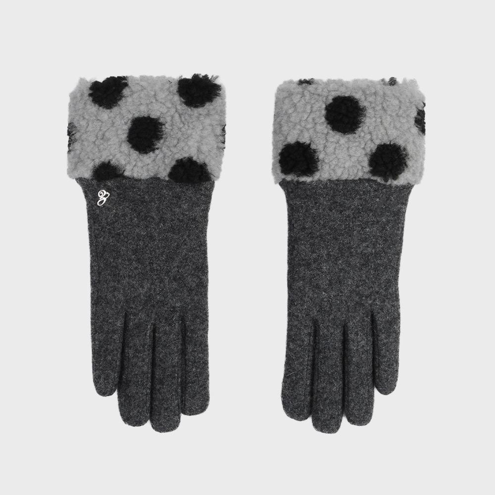 POLKA DOT WOOL GLOVES (GREY)