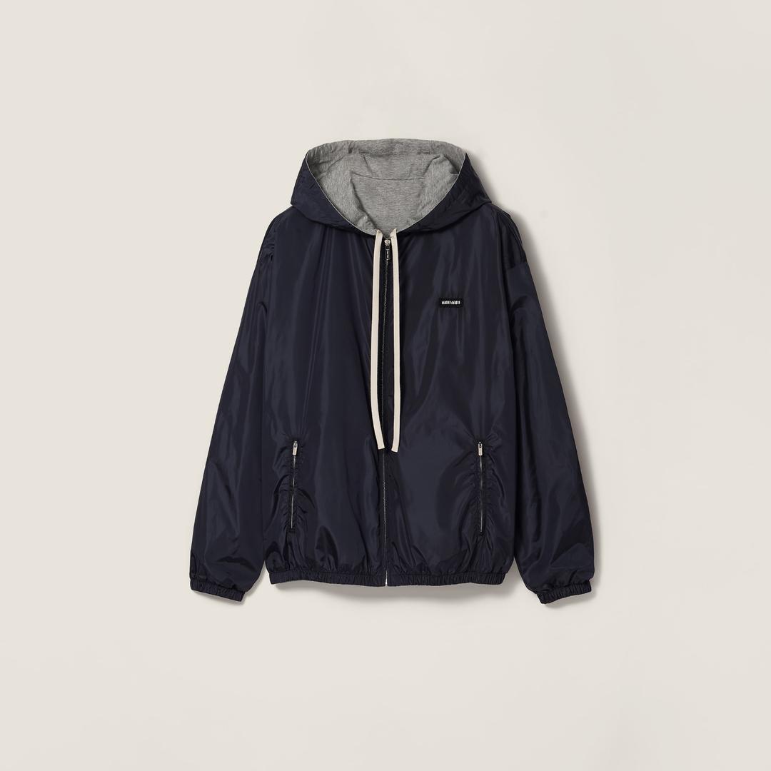 리버서블 테크니컬 패브릭과 저지 블루종 재킷