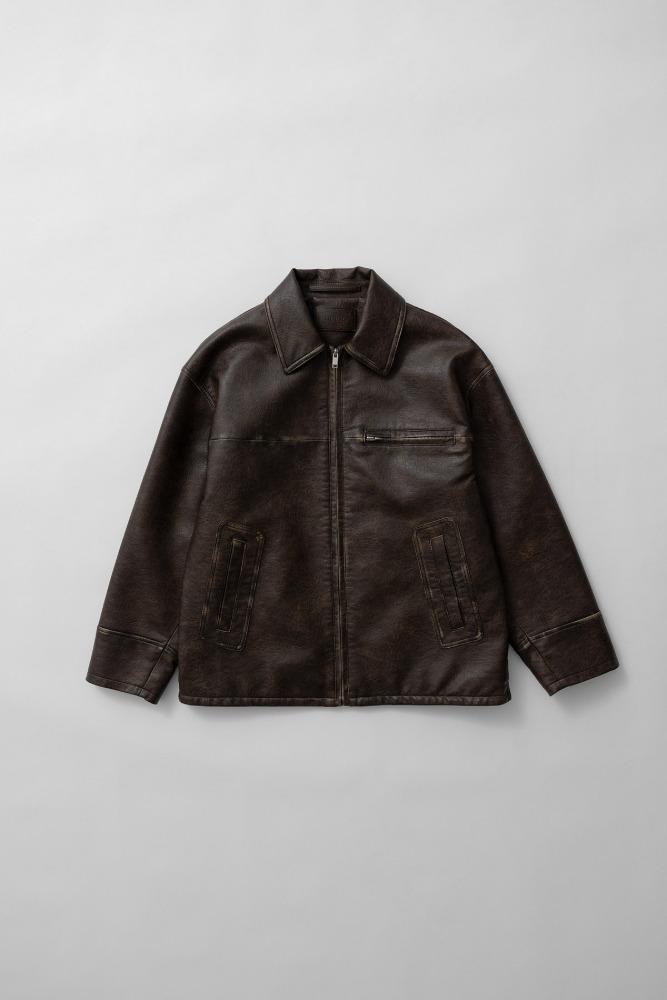 a fade leather jacket (brown)