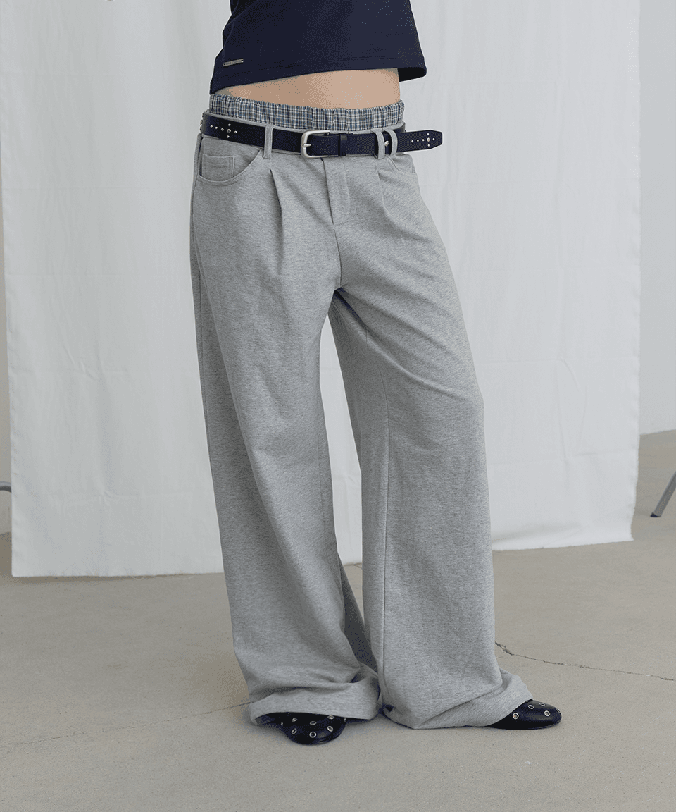 UNDERWEAR LAYERED SWEAT PANTS - GREY
