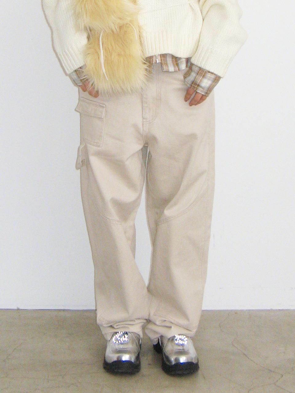 [PLZPROJECT]CURVED CARPENTER PANTS, CREAM