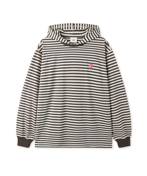 오와이(OY)  STRIPE HOODED L/S TEE - BROWN - 사이즈 & 후기 | 무신사