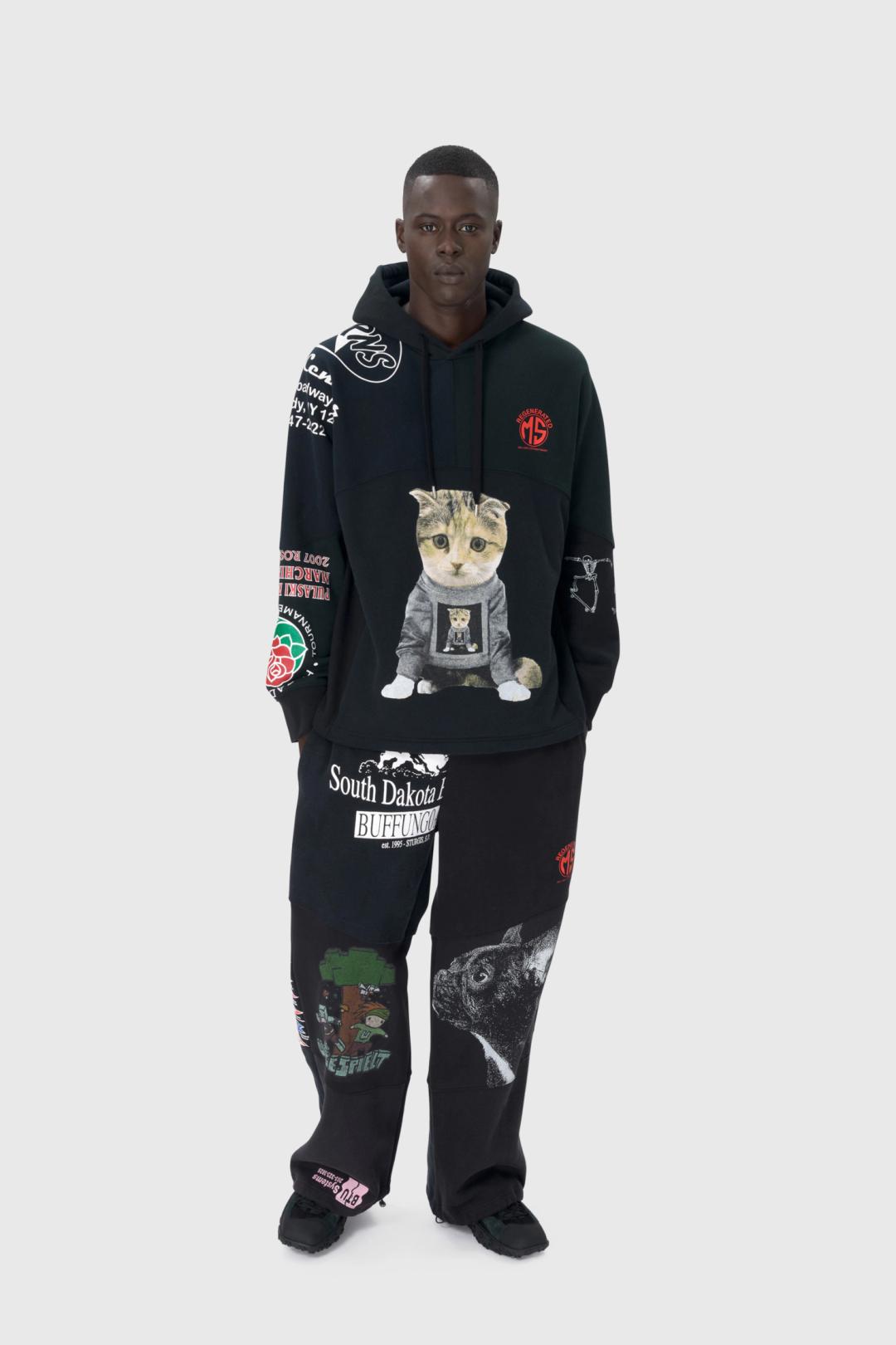 리제너레이티드 그래픽 스웨트셔츠 후디 블랙 unisex unique