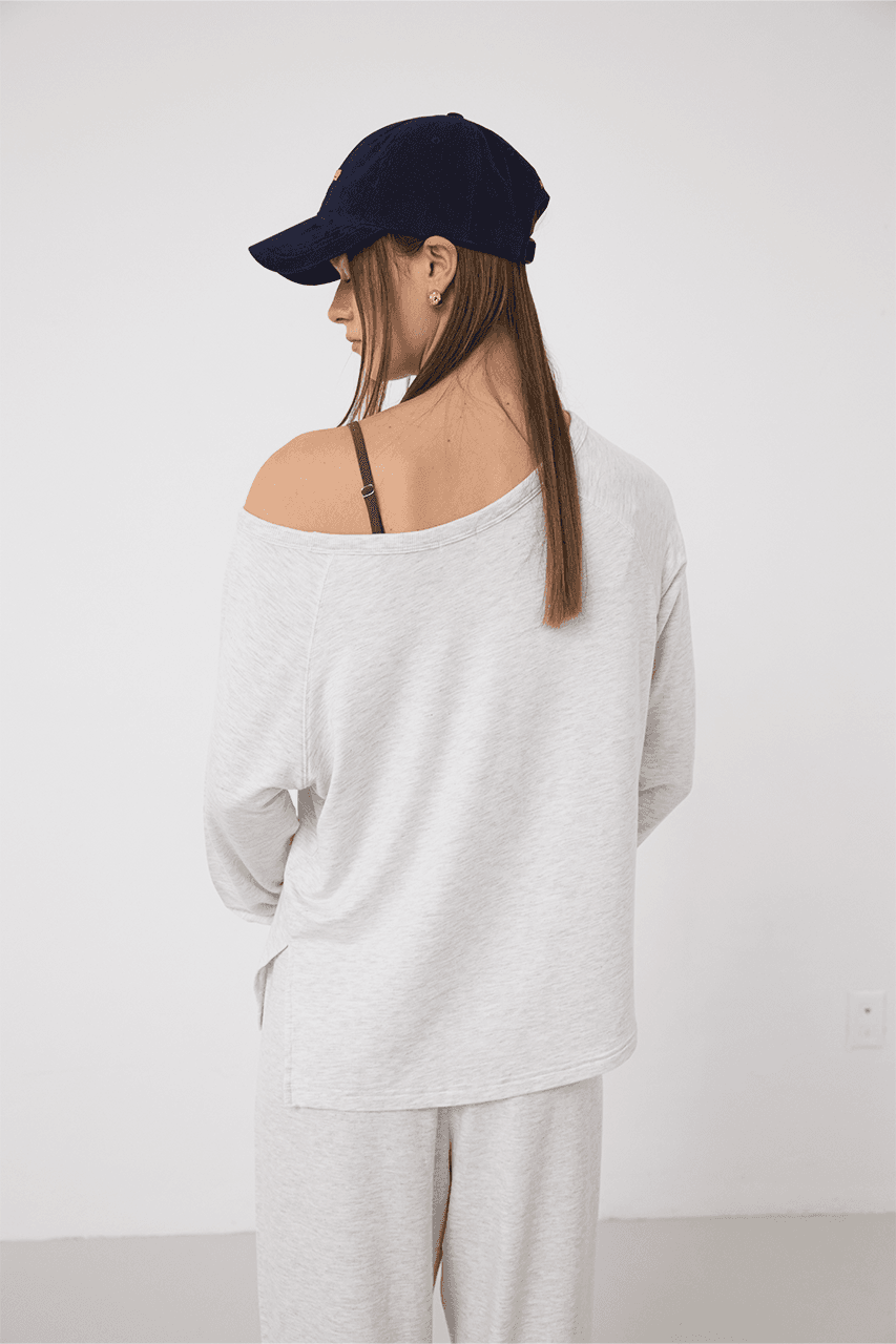 Cloud Off Shoulder Long-Sleeve Tee_Heather Gray