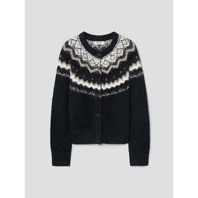 페어아일 자카드 카디건 네이비 (355Y5ALY4R) 여성