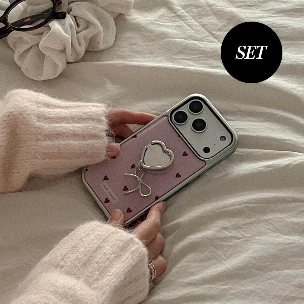 [SET] sweet knit love 실버 범퍼케이스+하트 스마트 링