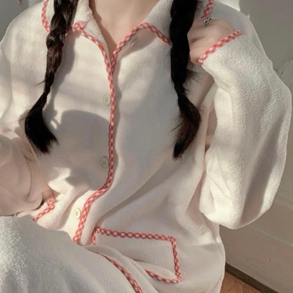 [코튼 후리스] 여성 겨울 잠옷 세트 수면잠옷 파자마 홈웨어 (2color)