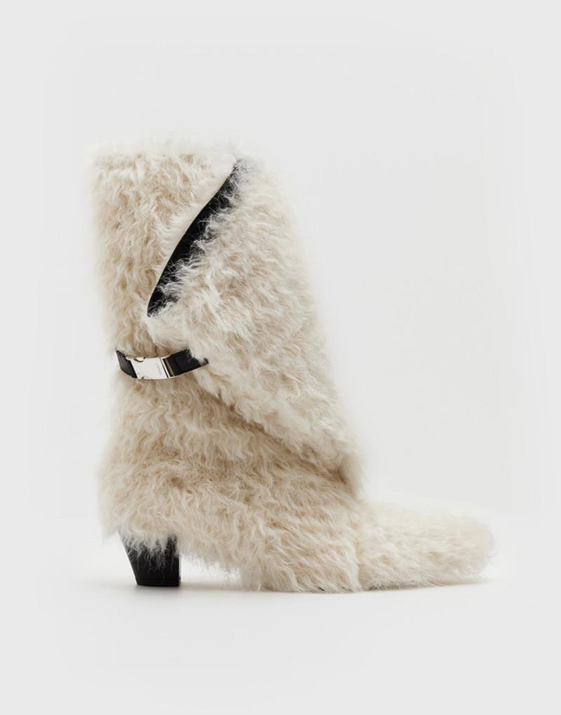 KETA folding boots_ecru fur