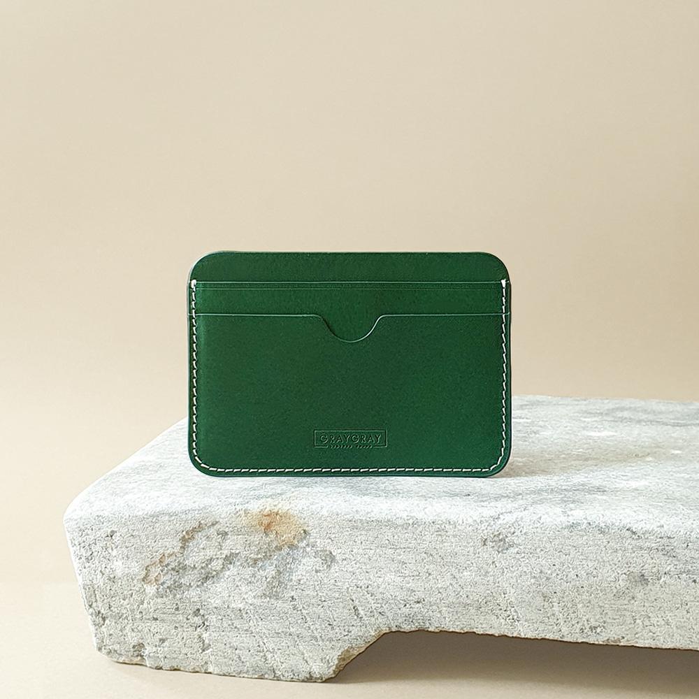 Italian Vegetable Pebble Card Wallet Leaf Green 이탈리안 베지터블 페블 카드 지갑 리프 그린