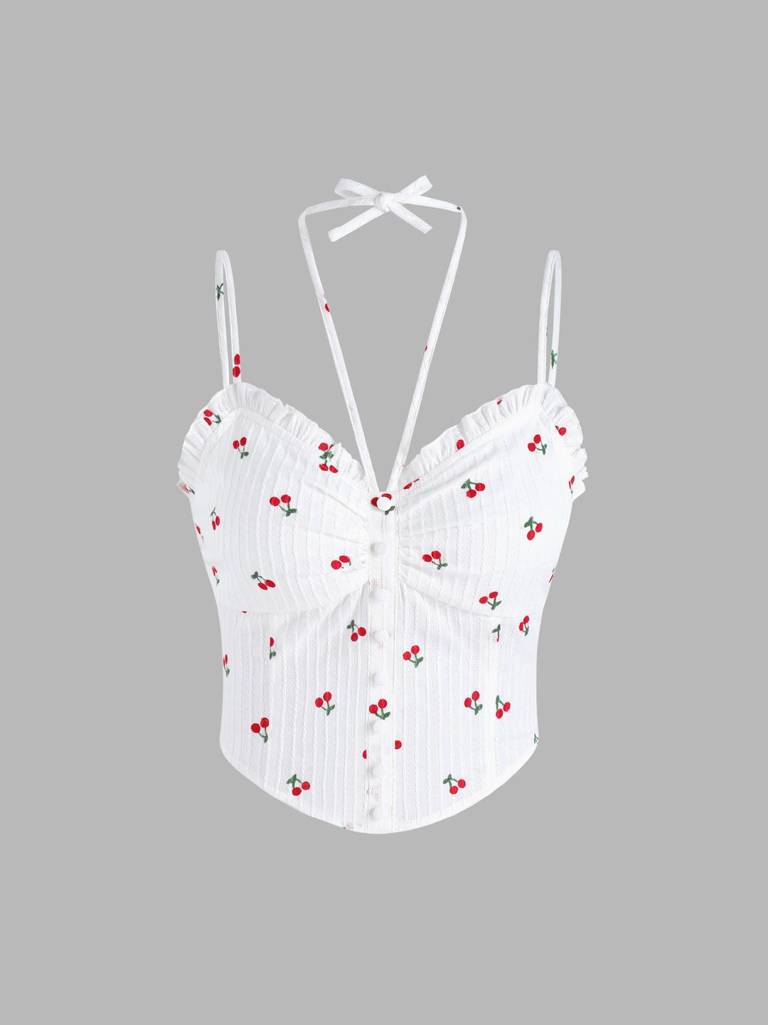Cherry Halter Cami Top