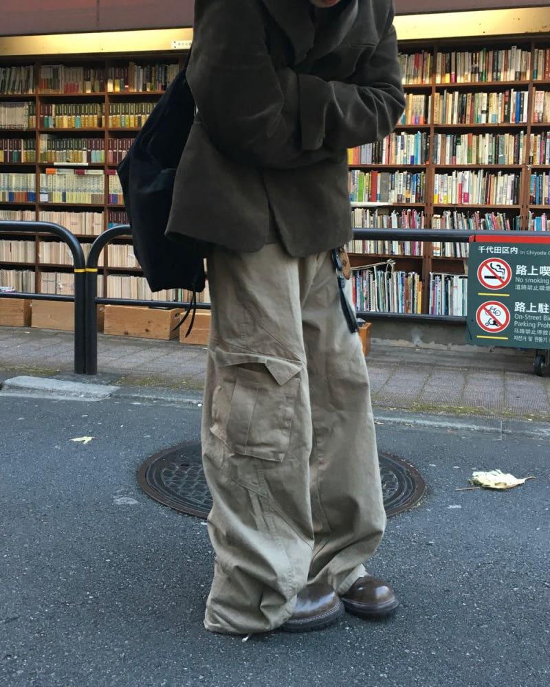 커브 절개 워싱 카고 팬츠 2C