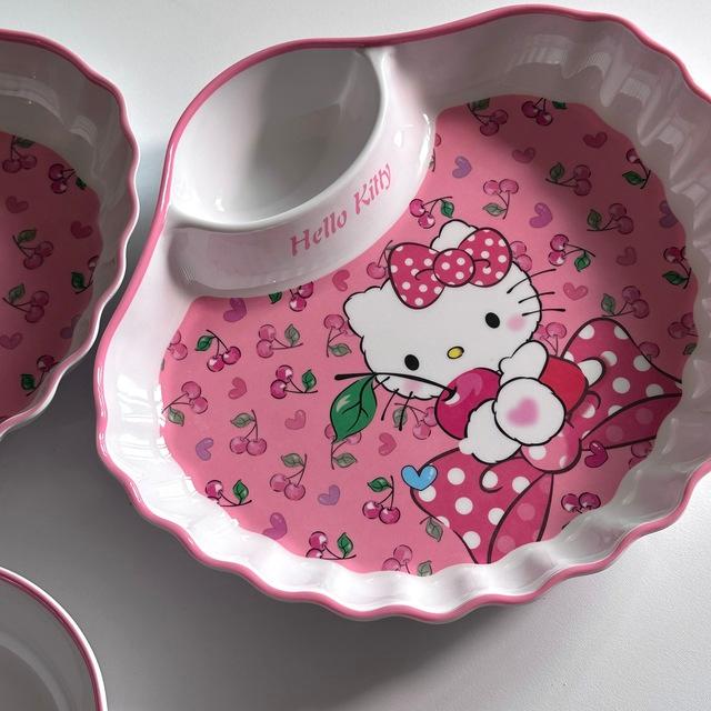 키티 고전 앵두 멜라민 접시