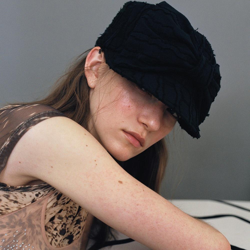 BELLBOY CAP_RIBBON_WAVE BLACK
