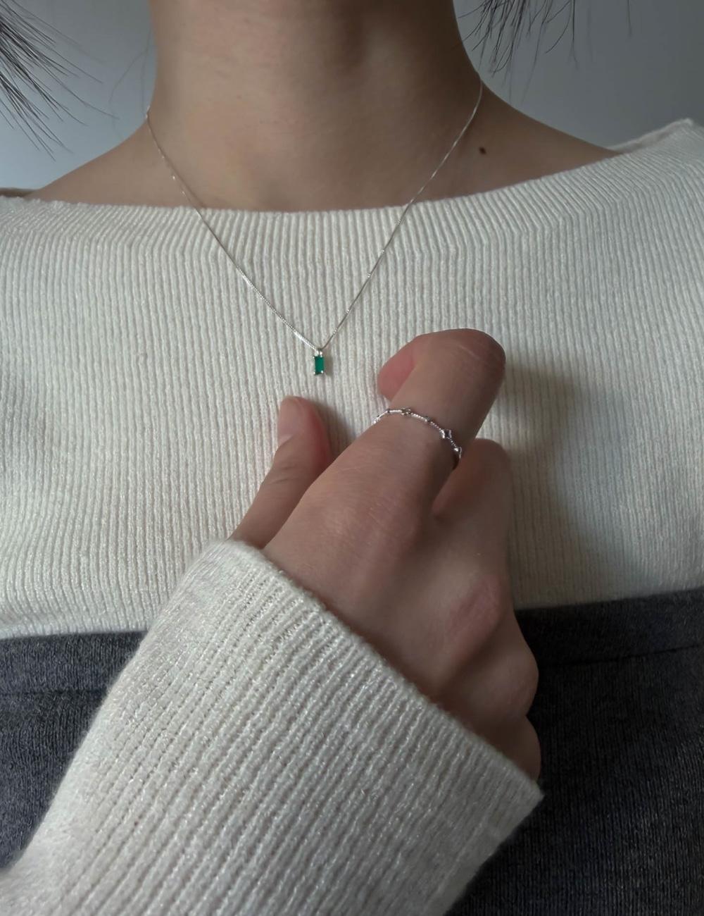 925 Baguette green necklace