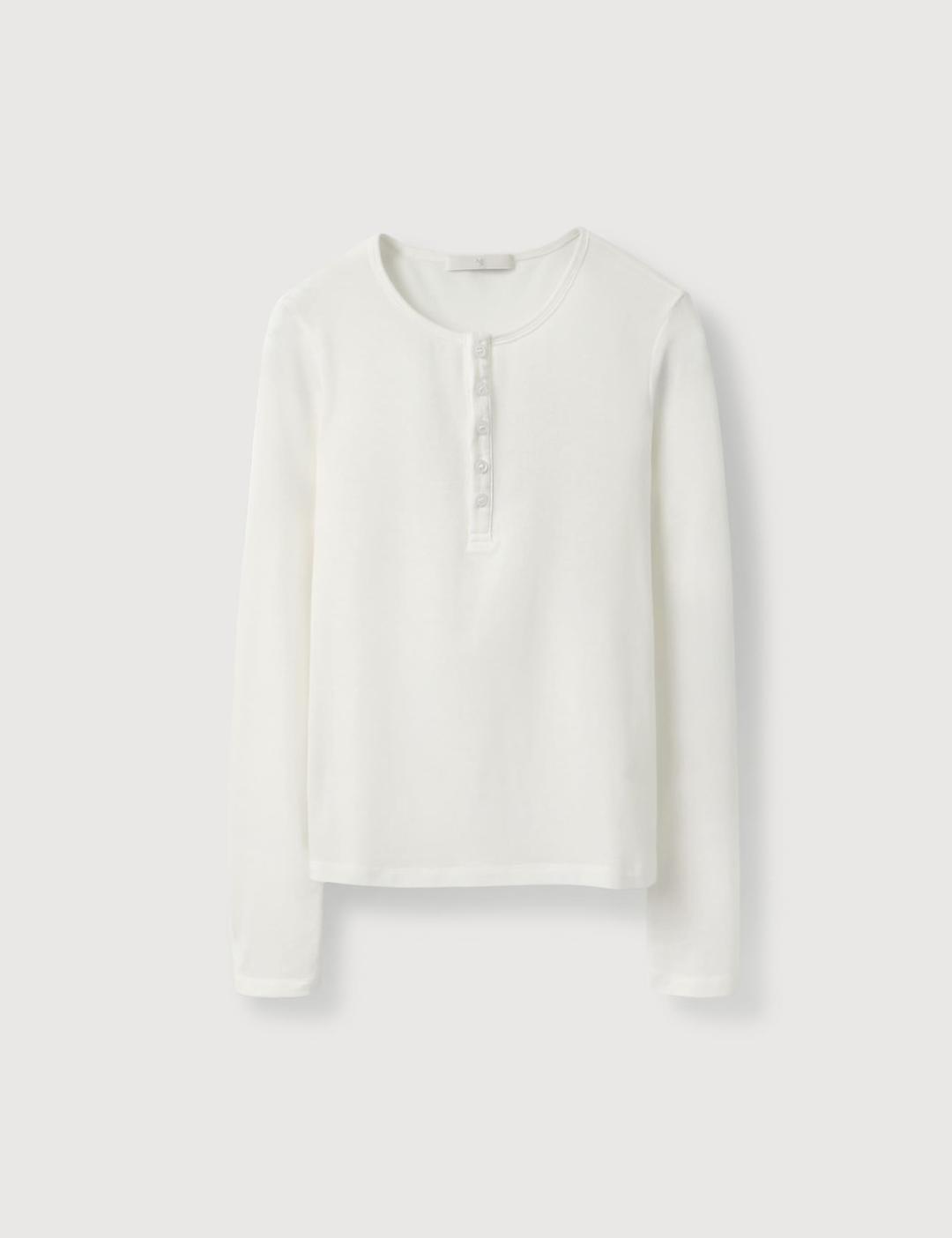 (woman) 시어 헨리넥 롱슬리브_White