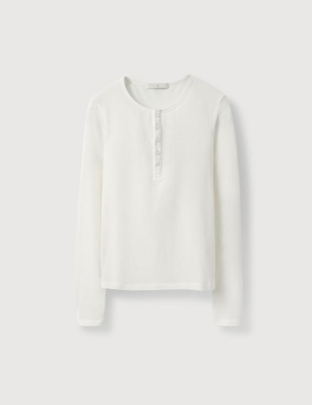 (woman) 시어 헨리넥 롱슬리브_White