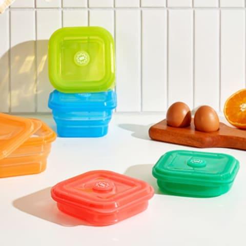 [푸쉬락x코크] 지켜락 실리콘 폴딩 밀폐용기 400, 600, 900ml(단품, 세트 구성)◀