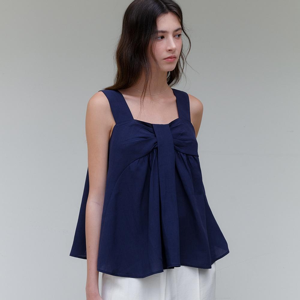 comos 1175 draped flare blouse (navy)