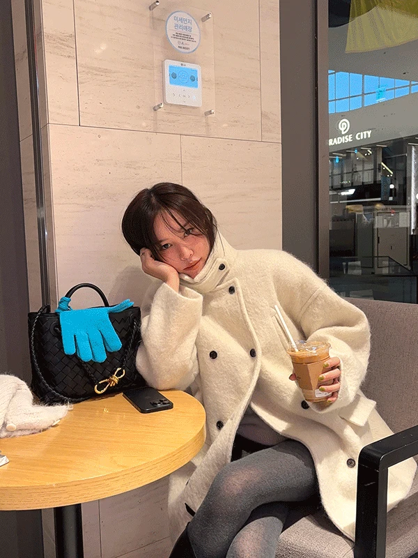 Mohair&wool turtleneck coat