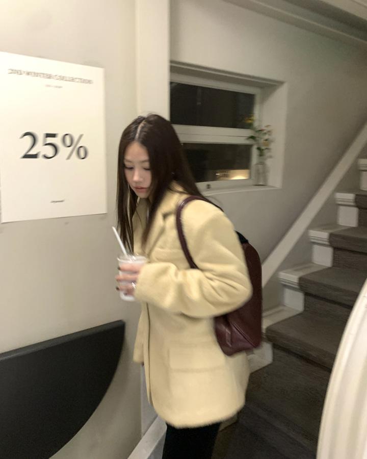 [HWS] 여성 모헤어 3버튼 투웨이 겨울 자켓