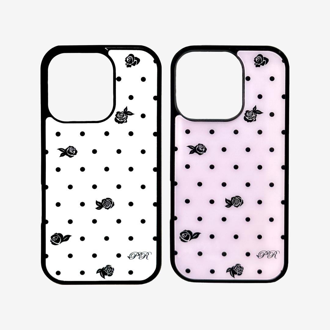 (주문 후 제작) 로즈 도트 글라스 범퍼 아이폰 케이스 (맥세이프 추가 가능)