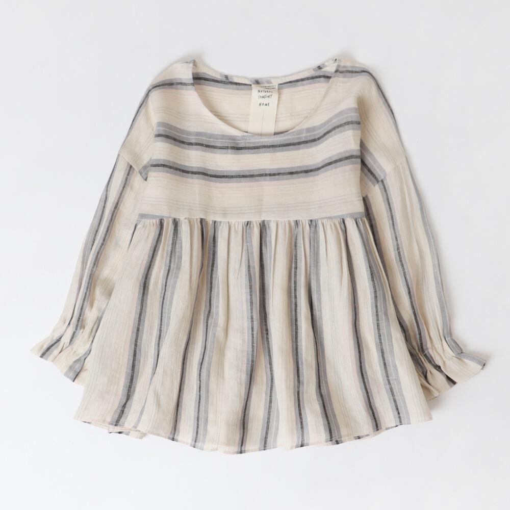 puff shirred linen blouse