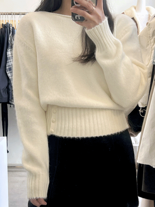 비드앤 콩단추 앙고라 보트넥 니트 5color