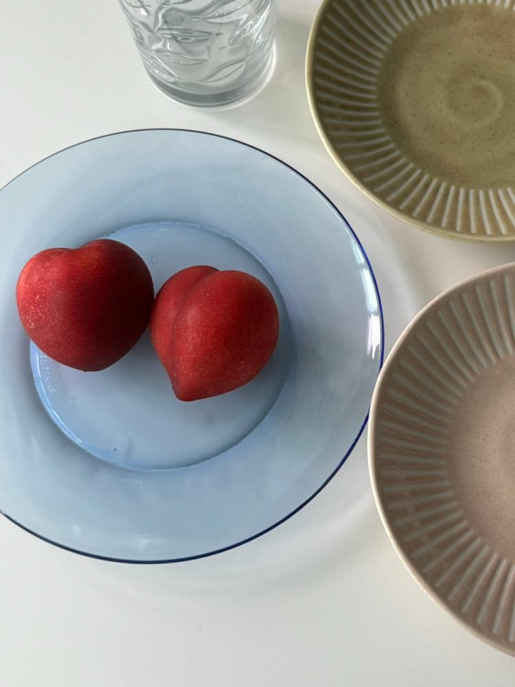 블루 강화 내열 유리접시 브런치접시 19cm